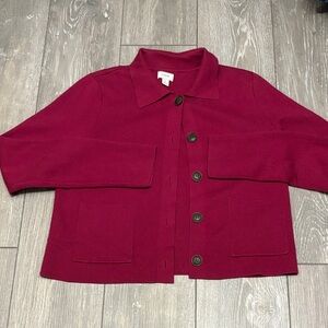J. Crew Dark Red Knit Button-Up